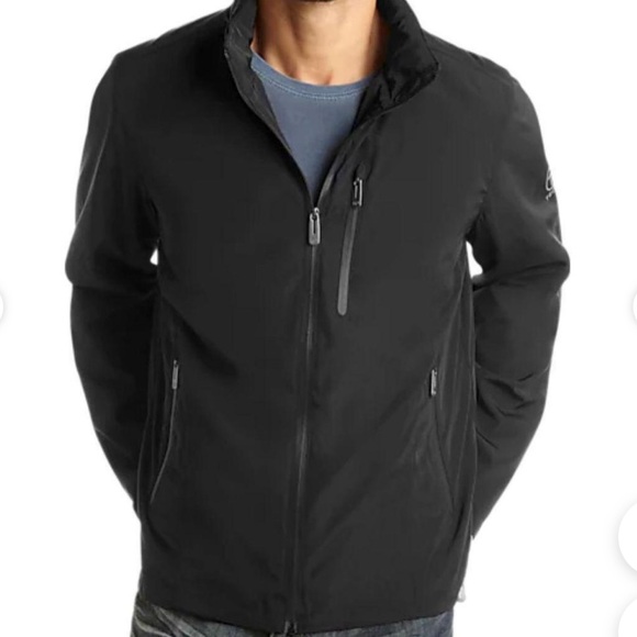 TUMI Tech JACKET Mens NAVY STOW Hood/Jacket Zip-up Windbreaker Water Resistant M - Picture 2 of 16